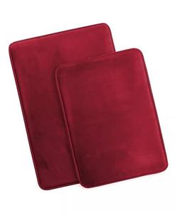 Набор из 2 ультрамягких нескользящих плюшевых ковриков для ванной из пены с эффектом памяти - маленький и большой Clara Clark, красный