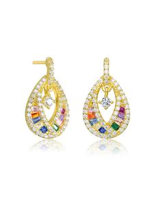 Серьги-капельки из стерлингового серебра с цветными круглыми кубическими цирконами Genevive, Multi-Colored
