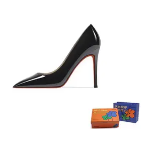 WOXXXN Тонкие каблуки на шпильке черные женские высота 10 см, цвет Black 1 0CM