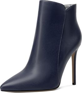 Женские ботильоны Soireelady на шпильке, с закрытым носком, высокие каблуки, ботильоны с молнией, элегантные ботинки на каблуке для осени и зимы, Matte Navy