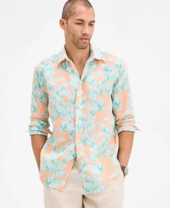 Мужская рубашка с принтом листьев Club Room, оранжевый