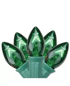 Набор из 25 прозрачных зеленых рождественских гирлянд C7 с шагом 12 дюймов - зеленый провод Northlight, green