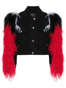 Loulou джинсовая куртка с перьями, черный