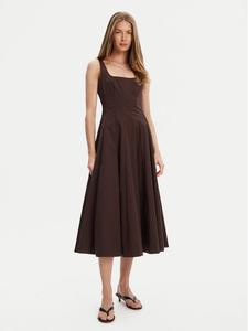 Платье на каждый день обычный крой Wells R24F2101PO Staud, коричневый