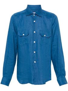Kiton льняная рубашка с классическим воротником, синий