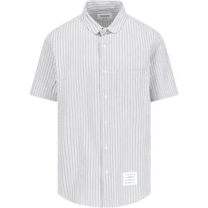 Полосатая рубашка с короткими рукавами THOM BROWNE, белая