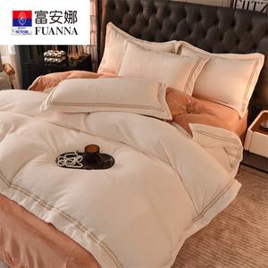FUANNA Комплект постельного белья из 4 предметов, простыня на резинке, 180 см, цвет миндаль, стиль Nuanfuren Plain