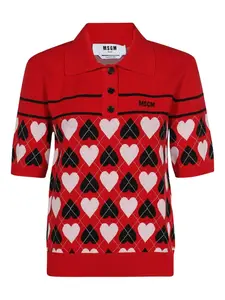 Рубашка поло с узором MSGM, красный