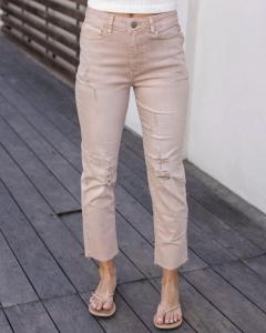 Потертые укороченные джинсы прямого кроя в нежно-розовом цвете Grace and Lace