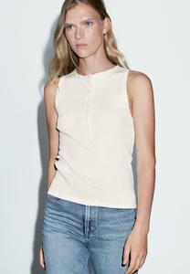 Топ Massimo Dutti SLEEVELESS ROUND BUTTONED NECK, White