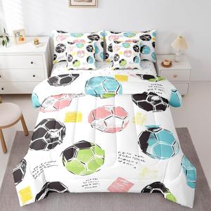 Erosebridal Комплект постельного белья с футбольным принтом, White,black,green,pink