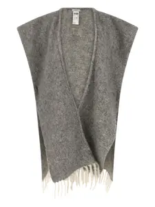 Пончо с бахромой из пайеток Peserico, серый