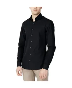 Черная хлопковая рубашка с длинными рукавами Calvin Klein, черный