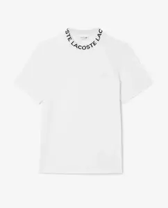 Мужская футболка из пике с деталями из жаккардовой ткани и короткими рукавами Lacoste, белый