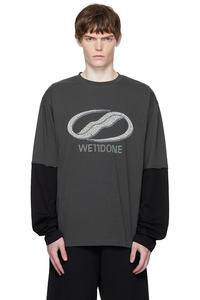 Футболка с длинным рукавом и жемчужным логотипом We11Done, цвет charcoal