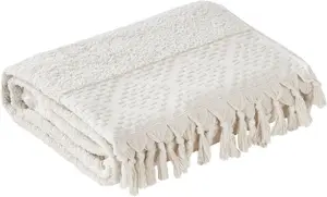 Done. полотенце для душа "Прованс Богема", (1 шт.), однотонное, стиль бохо, с эффектной каймой и бахромой 70х140 см (1 шт.), бежевый