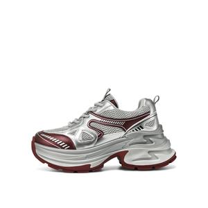 OCCAMAN Дышащие легкие низкие кроссовки на массивной подошве женские бордовые