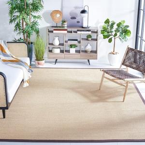 Ковер SAFAVIEH, 305 x 427 см, - коллекция Natural Fiber - большой - Maize & Brown, Sisal, плетеный дизайн с бордюром (NF141C)