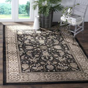 Ковер SAFAVIEH, 161 x 229 см, коллекции Lyndhurst, Anthracite & Cream, традиционный восточный дизайн, не линяет и прост в уходе, идеален для помещений с высокой проходимостью в гостиной, спальне (LNH340D)