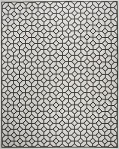 Ковер SAFAVIEH, 244 x 305 см,  Linden Collection Light Grey/Charcoal LND127A геометрический для дома и улицы, без линьки, легко чистится, для патио, заднего двора, крыльца, террасы, прихожей