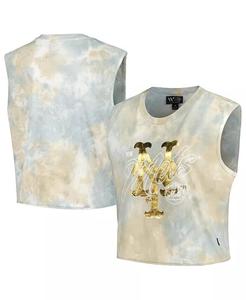 Женская белая майка New York Mets с эффектом потертости The Wild Collective