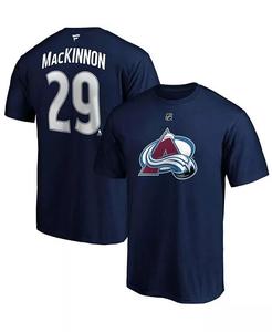 Мужская темно-синяя футболка с именем и номером Nathan Mackinnon Colorado Avalanche Authentic Stack Fanatics