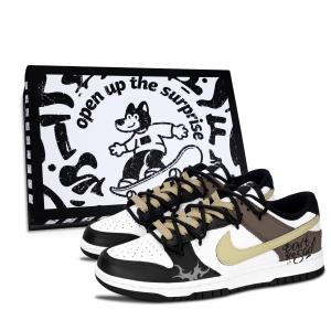 Nike Кроссовки для скейтбординга Dunk Black White, Don't Be Sad, износостойкие, низкие, унисекс, коричневые