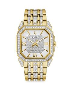Хрустальные часы, 40 мм Bulova, цвет White