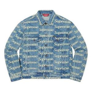 Куртка frayed logos denim trucker jacket 'teal white' Supreme, мультиколор