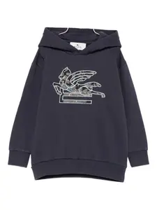 Худи с вышивкой Пегаса Etro Kids, синий