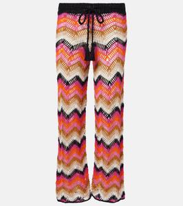 Хлопковые крючком широкие брюки Anna Kosturova, Multi Stripes