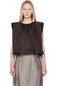 Нейлоновый топ с объемными сборками Amomento, коричневый