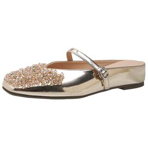 City camel Женские противоскользящие тапочки с закрытым носком на резиновой подошве золотые, цвет Gold