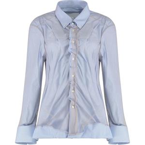 Полосатая рубашка со сборками Maison Margiela, светлый синий