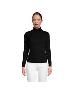Женский кашемировый свитер с высоким воротником Lands' End, черный
