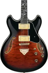 Электрогитара Ibanez AS93QMSP Artcore Expressionist с полуакустическим корпусом, накладка грифа из черного дерева, темно-коричневый солнцеобразный градиент