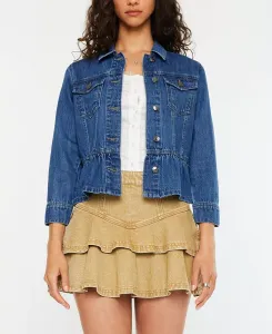 Женская джинсовая куртка классического кроя с баской и воротником Kancan, синий