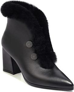 Женские модные ботильоны VOKLIN с острым носком, меховой отделкой, на молнии, с высоким массивным каблуком, элегантные короткие ботинки, Black-Velvet Lined