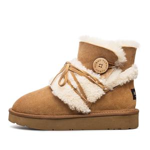 Теплые, нескользящие, амортизирующие, короткие, женские зимние ботинки AU&MU, Chestnut