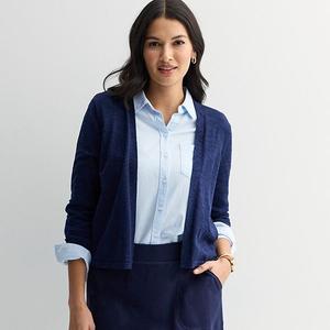 Кардиган с открытой передней частью и рукавом три четверти Croft & Barrow, Seattle Navy