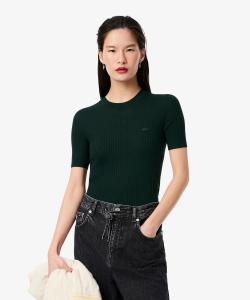 Вязаный свитер с короткими рукавами из мериносовой шерсти, связанный 3D-методом, высокой плотности вязки.