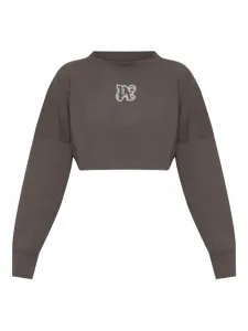 Укороченный свитшот с логотипом Palm Angels, серый