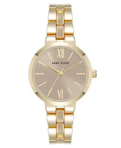 Женские часы Quartz Modern, эмаль и металлический сплав золотистого оттенка, 30 мм, цвет таупе Anne Klein