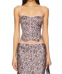 Корсетный топ Pauline с коричневым цветочным принтом NIA