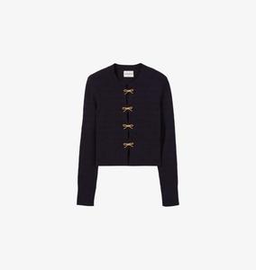 Топ тонкой вязки с длинными рукавами и бантом Claudie Pierlot, синий