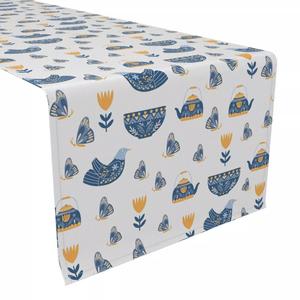 Настольная дорожка, 100 % полиэстер, 12x72 дюйма, чайники и бабочки.