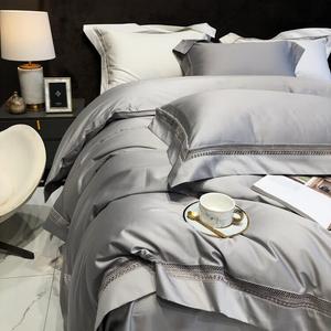 LUOLAI HOME Комплект постельного белья 4 предмета, простыня 180х200 см, пододеяльник 200х230 см, цвет серебристо-серый