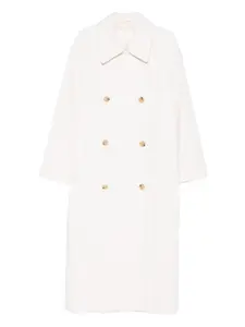 Двубортное шерстяное пальто Toteme, белый