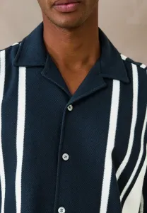 Рубашка в вертикальную полоску стандартного кроя Next, Blue/Ecru