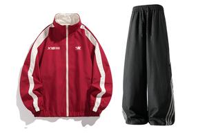 Повседневная спортивная одежда Unisex с лацканом Lapel Moderate X1617, красный top+черный pants